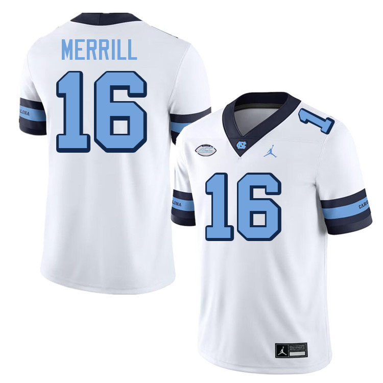 #16 Gary Merrill North Carolina Tar Heels College Football Jersey Stitched-Retro White #16 Gary Merrill North Carolina Tar Heels College Football Jersey Stitched-Retro White